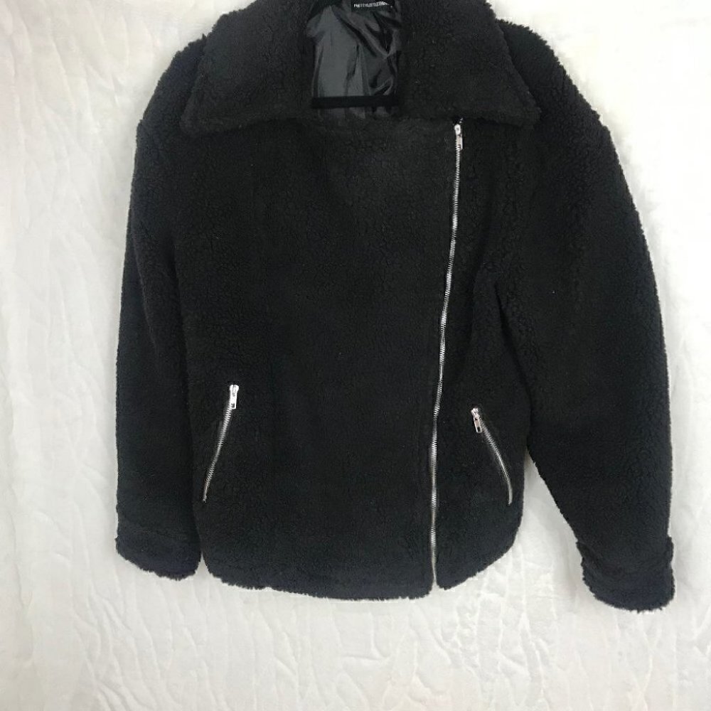 PRETTY Little Thing Black Teddy Coat Size 4